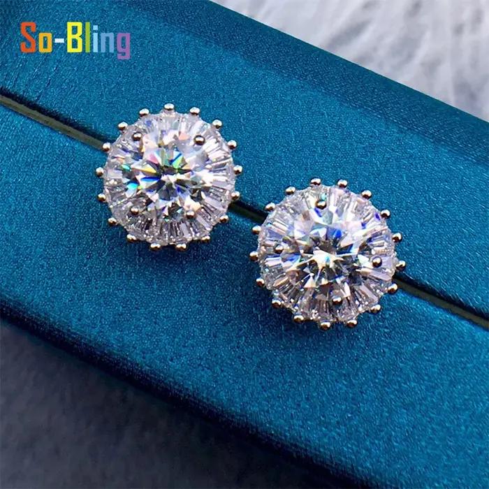 So-Bling 1ct Moissanite boucle d'oreille 925 boucles d'oreilles en argent Sterling pour les femmes élégant Fine