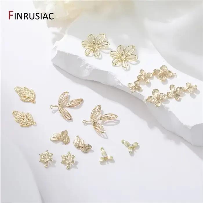 Mode 14K plaqué or laiton feuille/fleur breloques pendentifs pour bricolage femmes collier fabrication de bijoux accessoires résultats