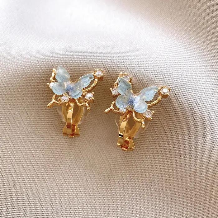 DREJEW Zircon papillon oreille pince pour femmes sans Piercing 2025 lumière luxe pince boucle d'oreille conception de luxe concepteur bijoux