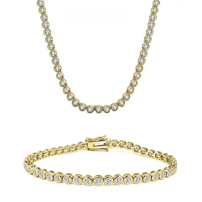 Collier tendance en or 14 carats avec diamants de laboratoire de 3 mm, colliers de fête et de mariag