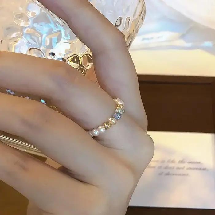 Bagues en perles de couleur de haute qualité pour femmes