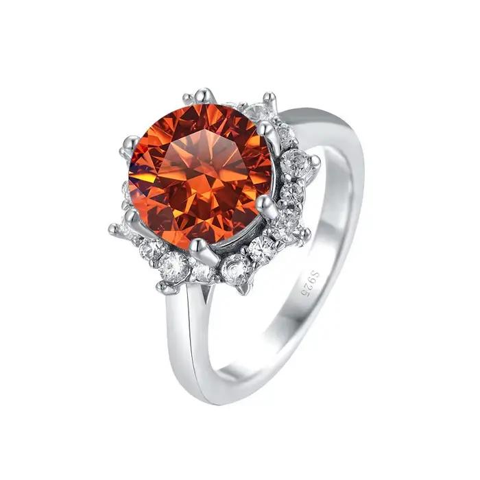 PomerceJelly Luxe 3 Carat Moissanite Diamant Bijoux S925 Bague De Mariage En Argent Sterling Pour Les Femmes Fleur En Forme De Conception Size5-9