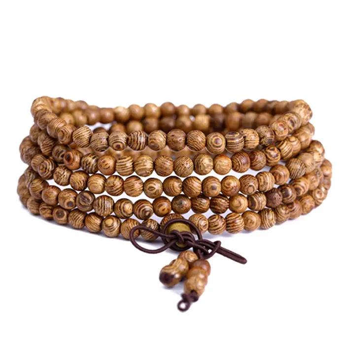 Bracelet de prière Mala 108 perles en bois de Wenge pour homme femme yoga et méditation spiritualité religieuse souvenirs cadeaux occasions spéciales