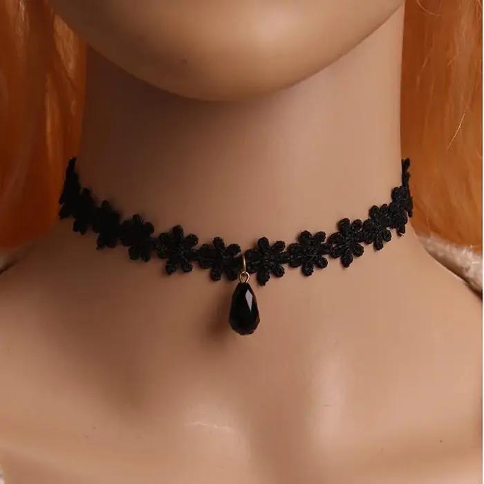 Collier Ras du Cou en Velours pour Femme, Vintage, Sexy, en Dentelle, avec Pmotgothic, Accessoires B