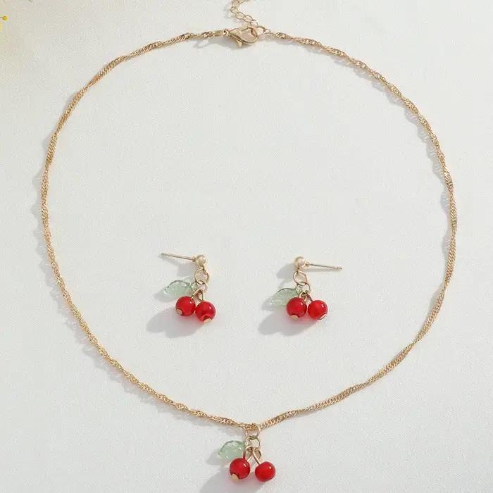 Ensemble de bijoux de clavicule élégant et exquis pour femmes, aucun collier rouge, boucle d'oreille