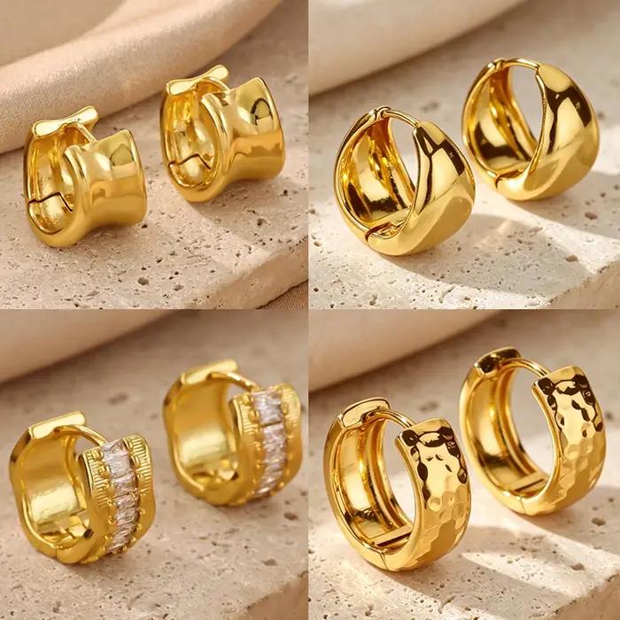 Boucles d'oreilles Huggie vintage françaises pour femmes