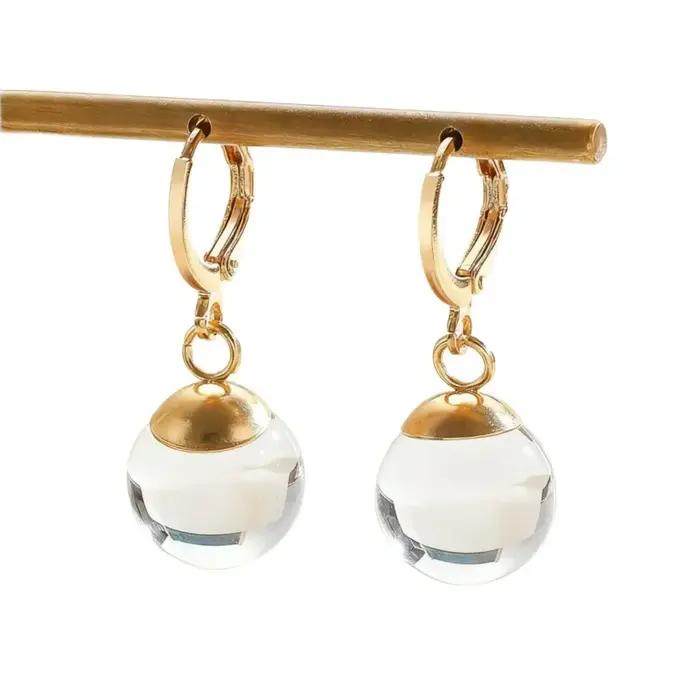 Boucles d'oreilles en verre transparent minimalistes pour femmes élégantes occasions spéciales mariage anniversaire engagement