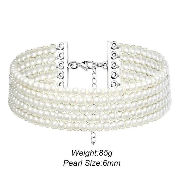 Tour de cou en perles blanches pour femmes