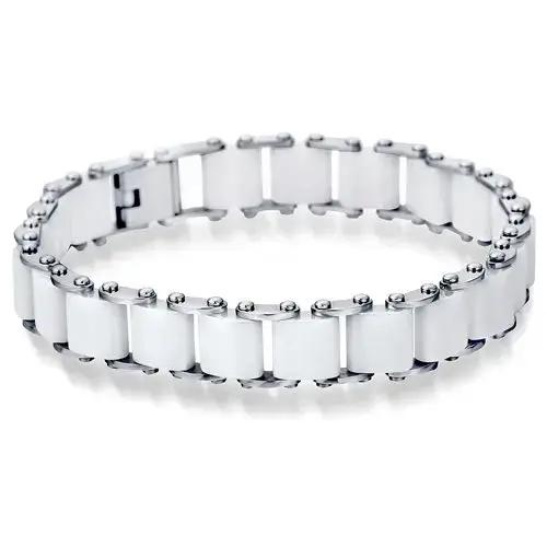 Bracelet en céramique patchwork noir et blanc pour femmes