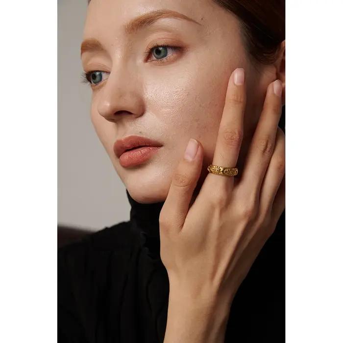 Yhpup soleil étoile lune bague en acier inoxydable bijoux élégant métal céleste femmes