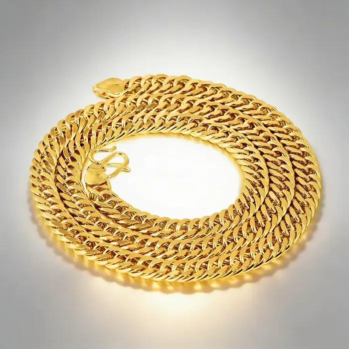 Collier plaqué or 24 carats 10 mm, bijoux solides pour hommes et femmes