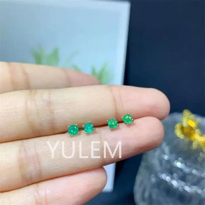 Boucles d'oreilles émeraude rondes 100% naturelles