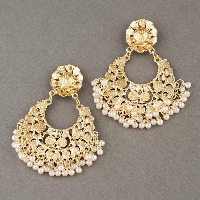 Boucles d'oreilles Jhumka indiennes de luxe pour femmes