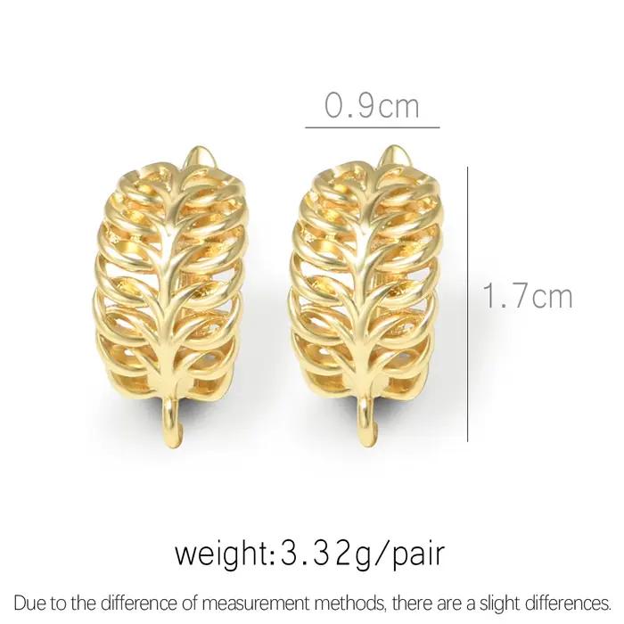1 paire de crochets de boucles d'oreilles en laiton plaqué or 18 carats, creux, anti-décoloration, anti-allergie, accessoires de bijoux DIY