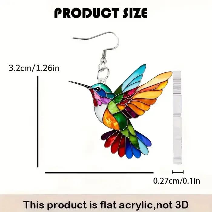 FTCY acrylique colibri boucles d'oreilles pour femmes Style rétro coloré oiseau