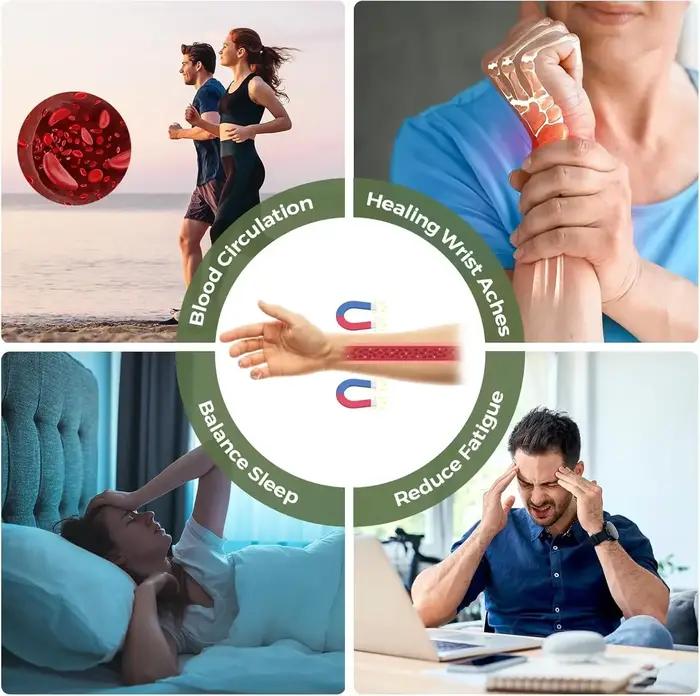 Bracelet Magnétique en Cuivre Pur Géométrique à Double Nucléostrength Bracelets Chaîne et Maillons Unisexe Occasions Spéciales Sport Santé