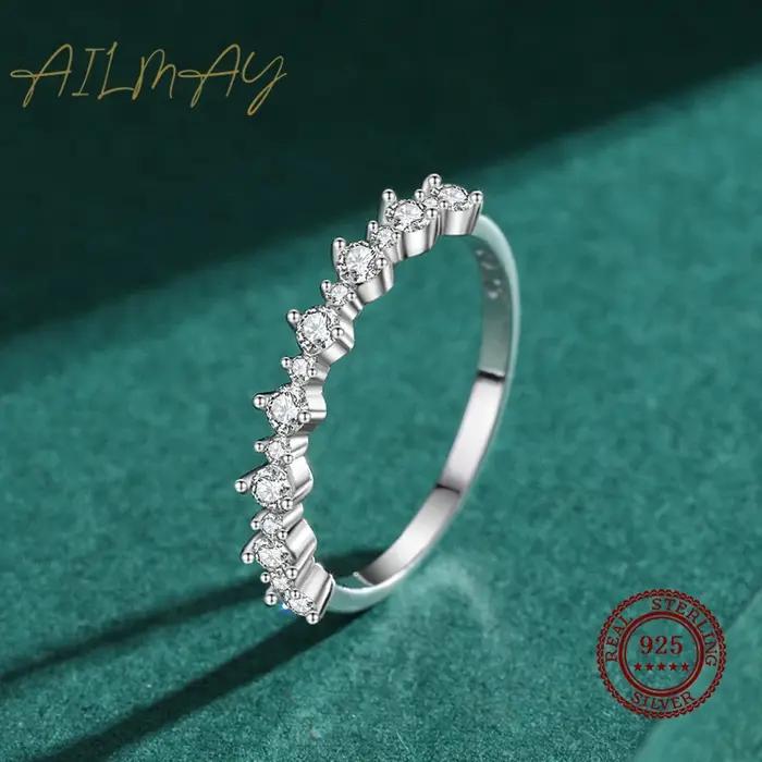 Bague Ailmay en Argent Sterling 925 Sertie de Zircone Brillante Anneau Empilable pour Femme Occasions Spéciales