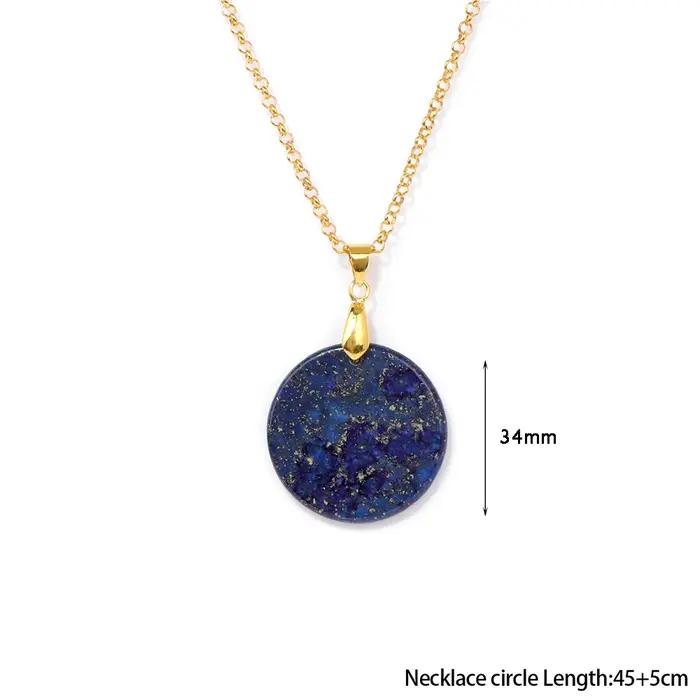 Collier pendentif en lapis-lazuli bleu irrégulier