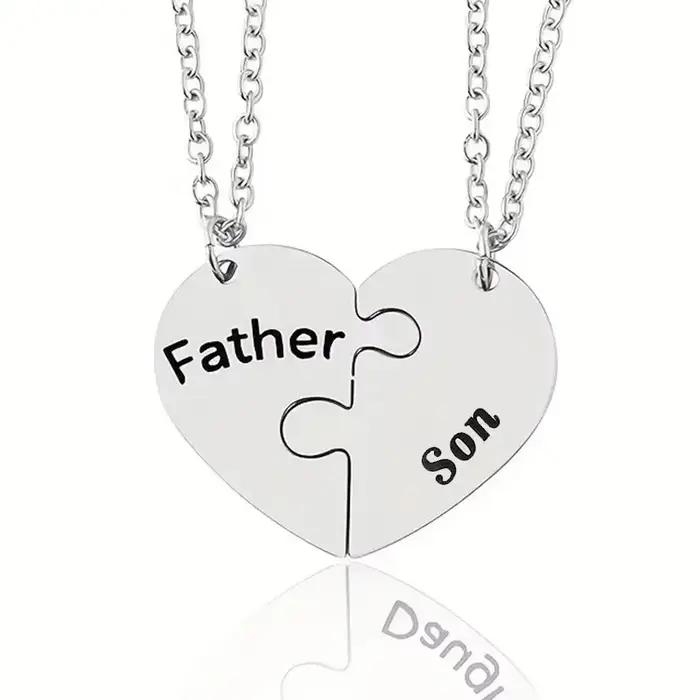 Collier père fille mère fils en acier inoxydable