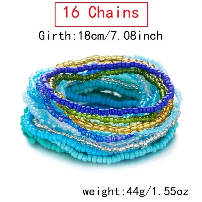 Bracelets de perles colorées bohèmes pour femmes, chaînes élastiques pour plage et occasions spéciales, style empilable et confortable, blanc, bleu, multicolore