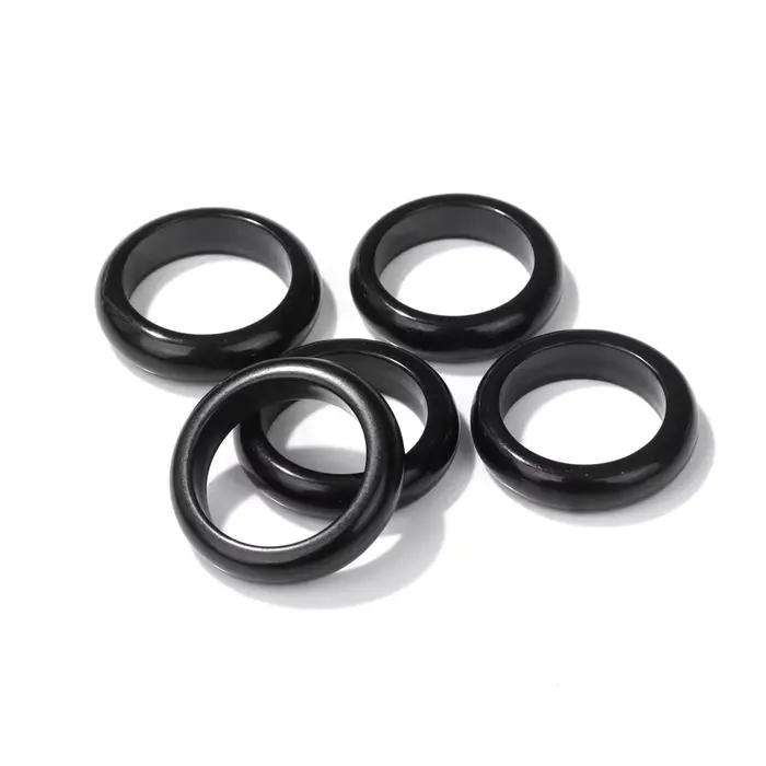 Bague en pierre de cercle rond avec pierres semi-précieuses et réglage de la lunette pour femmes et hommes, design classique, tracker de fitness, idéale pour les occasions spéciales