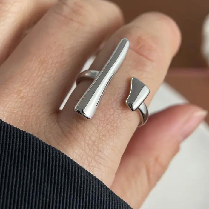 Bagues minimalistes en argent regardé 925 faites à la main pour femmes et couples