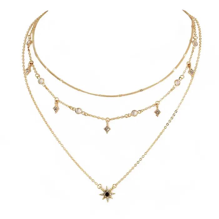 Bls-miracle Boho cristal pendentif collier mode multicouche étoile colliers déclaration pont chaîne pour femmes bijoux cadeau NX-53