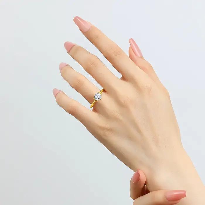 Bagues Moissanite en or véritable 18K pour femmes