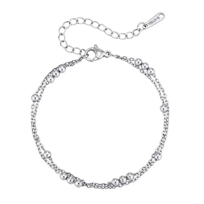 Bracelet délicat double couche à billes pour femme, minimaliste, avec chaîne de perles Satellite Sta