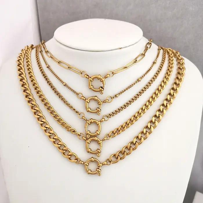 Collier ras du cou unisexe en acier inoxydable avec fermoir marin