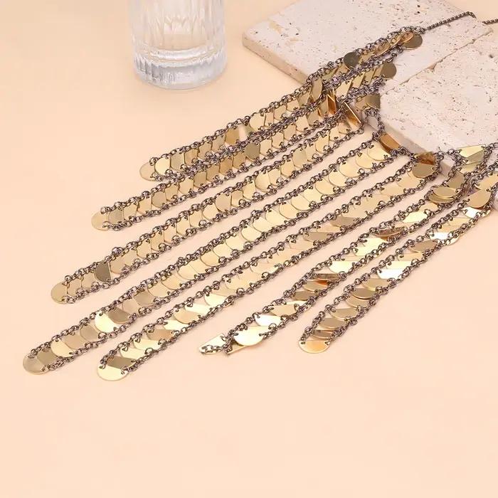 Collier cascade vintage en métal pour femme