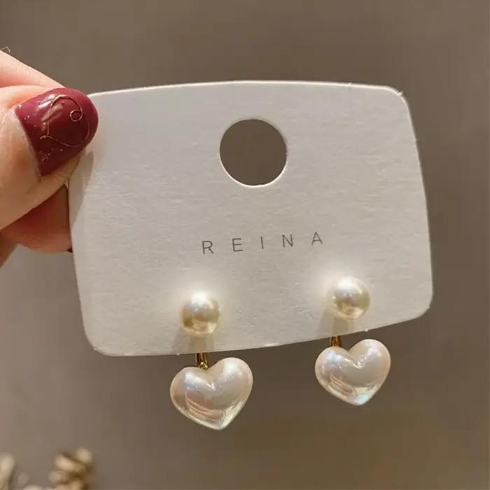 Nouvelle mode amour coeur perle boucles d'oreilles pour les femmes doux élégant tempérament goutte boucle d'oreille tendance bijoux accessoires