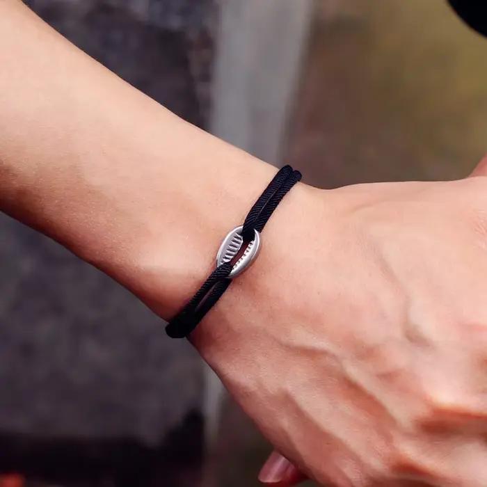 Bracelet en macramé en corde tissée à la main pour hommes, réglable, en Nickel, coque noire, pour l'été, la plage, le surfeur, Pulseira Corda Masculina