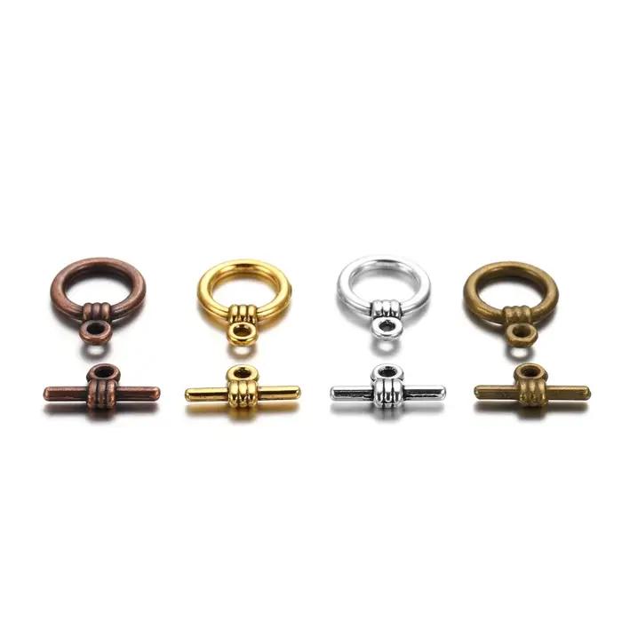 20 ensembles/lot KC lisse rond OT fermoir bijoux en argent Antique à la main fabrication de bracelets collier DIY