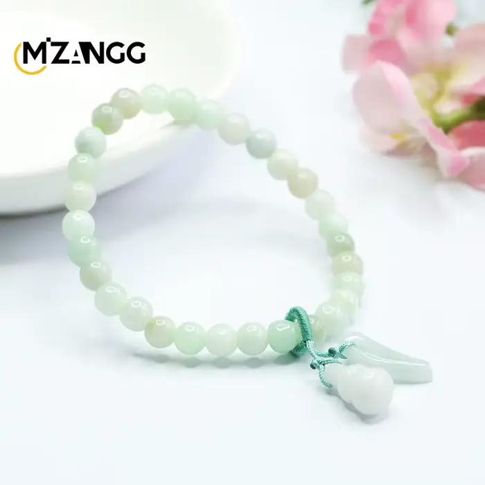 Bracelet en jadéite naturelle A Goods, gourde verte, sculpté à la main, bijoux haut de gamme, breloques porte-bonheur pour hommes et femmes