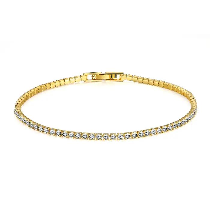 Lihong pur 925 bijoux en argent 18CM Bracelet de Tennis 2mm zircone cadeau d'anniversaire véritable Bracelets