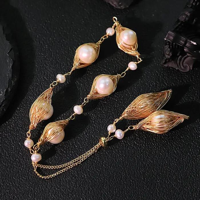 Bracelet ovale Double couche de perles d'eau douce naturelles