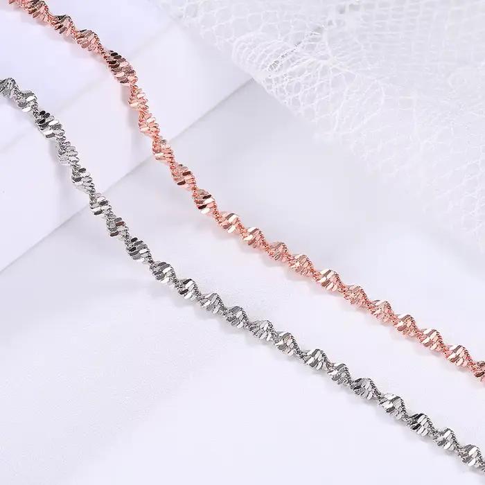 Bracelet en spirale torsadé pour femmes, bijoux tendance, lisse, exquis, ondulé, Grain torsadé, Rose, or, couleur argent, à la mode, cadeau, KBH064