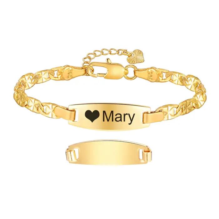 Bracelet de pierre de naissance personnalisé pour femme, gravé, citation inspirante, nom, barre d'identification, unique, famille, bijoux de bateau de chia