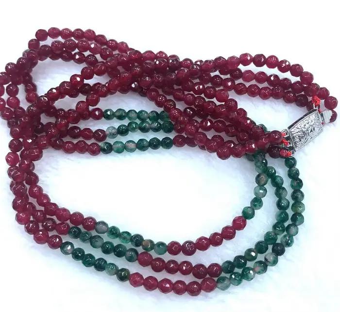 Nouveau collier de bijoux naturel 4mm rubis