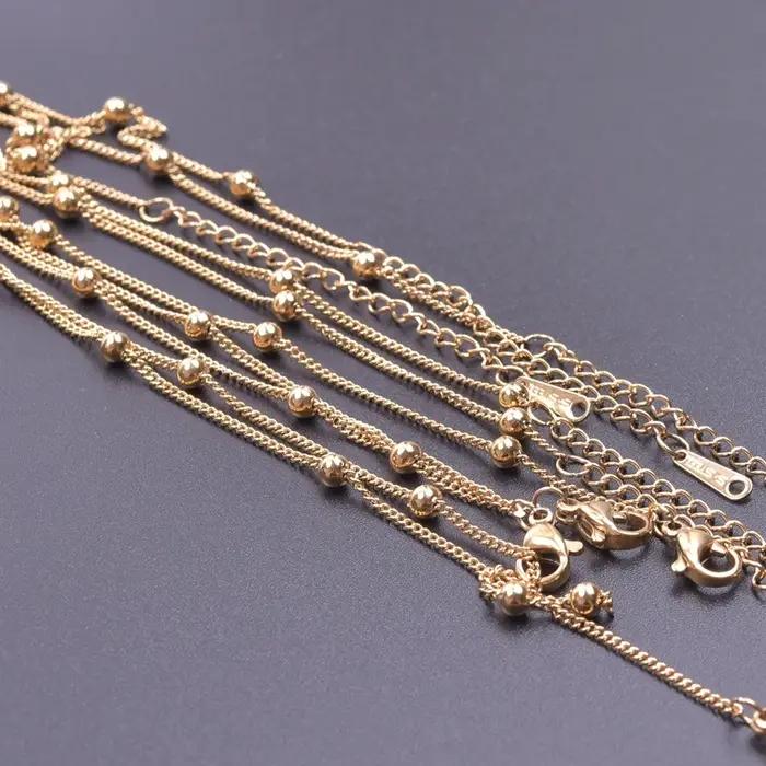 Collier marin en acier inoxydable plaqué or véritable avec perles et pendentifs coquillage, tortue,