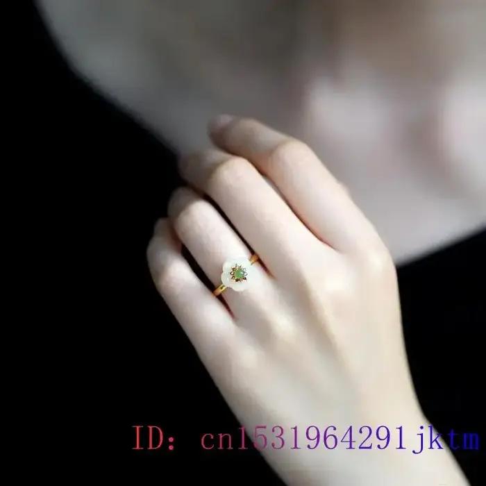 Bague en fleur de jade MC bijou de jade naturel réglable cadeau pour femme occassions spéciales traditionnelle alliance de mariage elegance et symbole de pureté