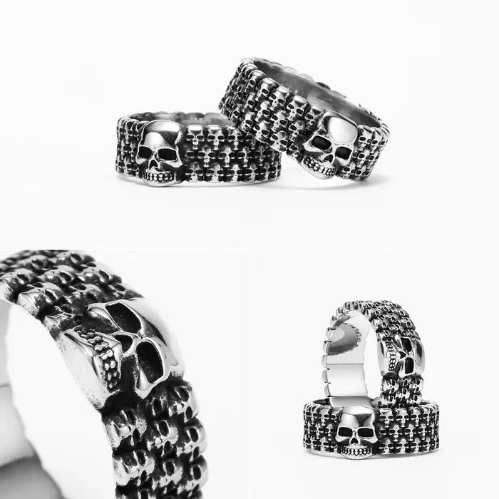 Hell Skull-Bagues en acier inoxydable pour hommes et femmes