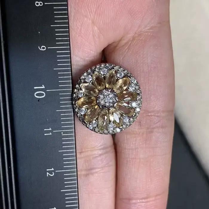Bague en Citrine Naturelle Ajustable pour Femme