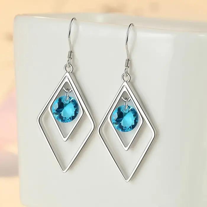 Buyee-Boucles d'oreilles pendantes en argent regardé 925 pour femmes et filles