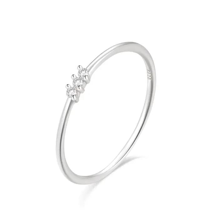 Bague minimaliste en argent regardé S925 pour femme