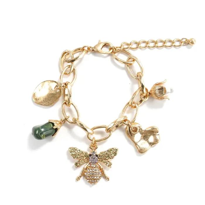 Bracelet à breloques abeille botanique