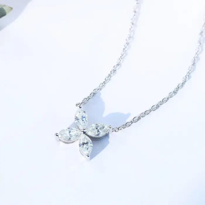 Collier en argent Sterling S925 avec trèfle à quatre feuilles pour femme