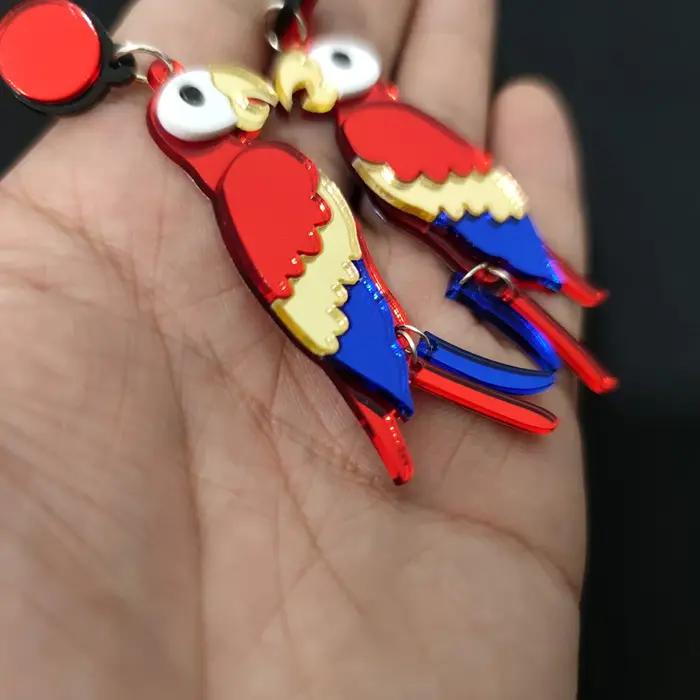 Kugars – boucles d'oreilles en forme de perroquet rouge pour femmes