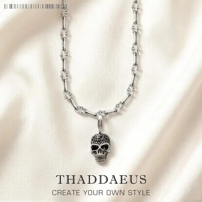 Collier à breloques pavé de crâne, nouveaux Bijoux d'été à la mode européens en argent Sterling 2020